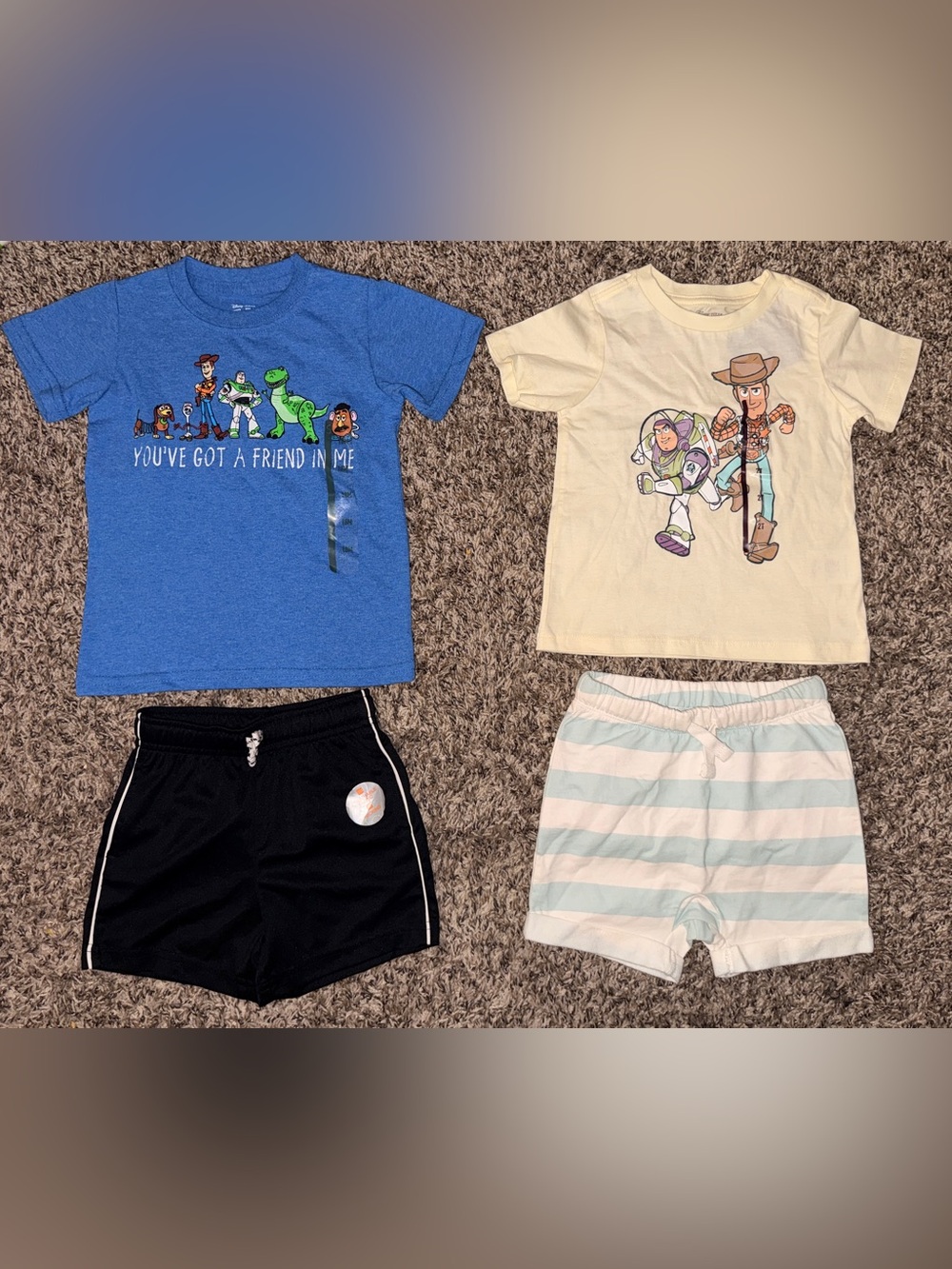 Disney Toy Story Kids Pajama Set - Blue, Cream, Black, Light Blue & White